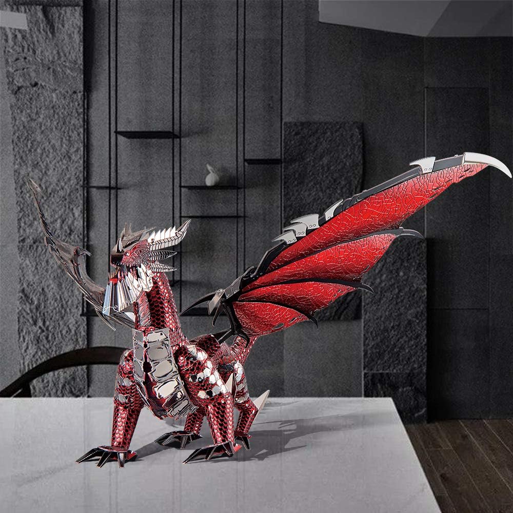 Piececool 3D Metal Model Kits - Dragon King negro, rompecabezas 3D DIY para adultos, rompecabezas de ingenio para adolescentes, gran regalo de cumpleaños y Año Nuevo, 107 piezas