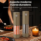 Juego de molinillo eléctrico de sal y pimienta, salero y pimentero automático recargable con 6 grosores ajustables, molinillo de pimienta de gran capacidad, electrodomésticos de cocina, regalos para