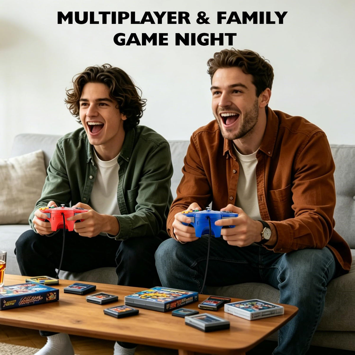 miadore Paquete de 4 Controladores Clásicos N64, Gamepad Clásico N64 con Joystick Mejorado (Versión USB no para PC) (Negro/Gris/Rojo/Azul)