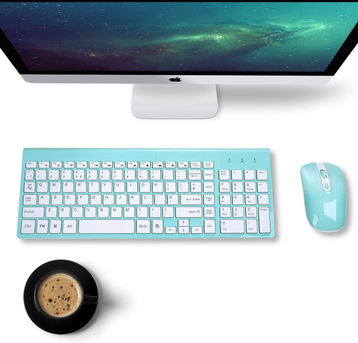 cimetech Combo de teclado y mouse inalámbricos, juego de teclado er...