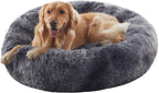 Cama para perros grandes con forma de dona esponjosa de piel