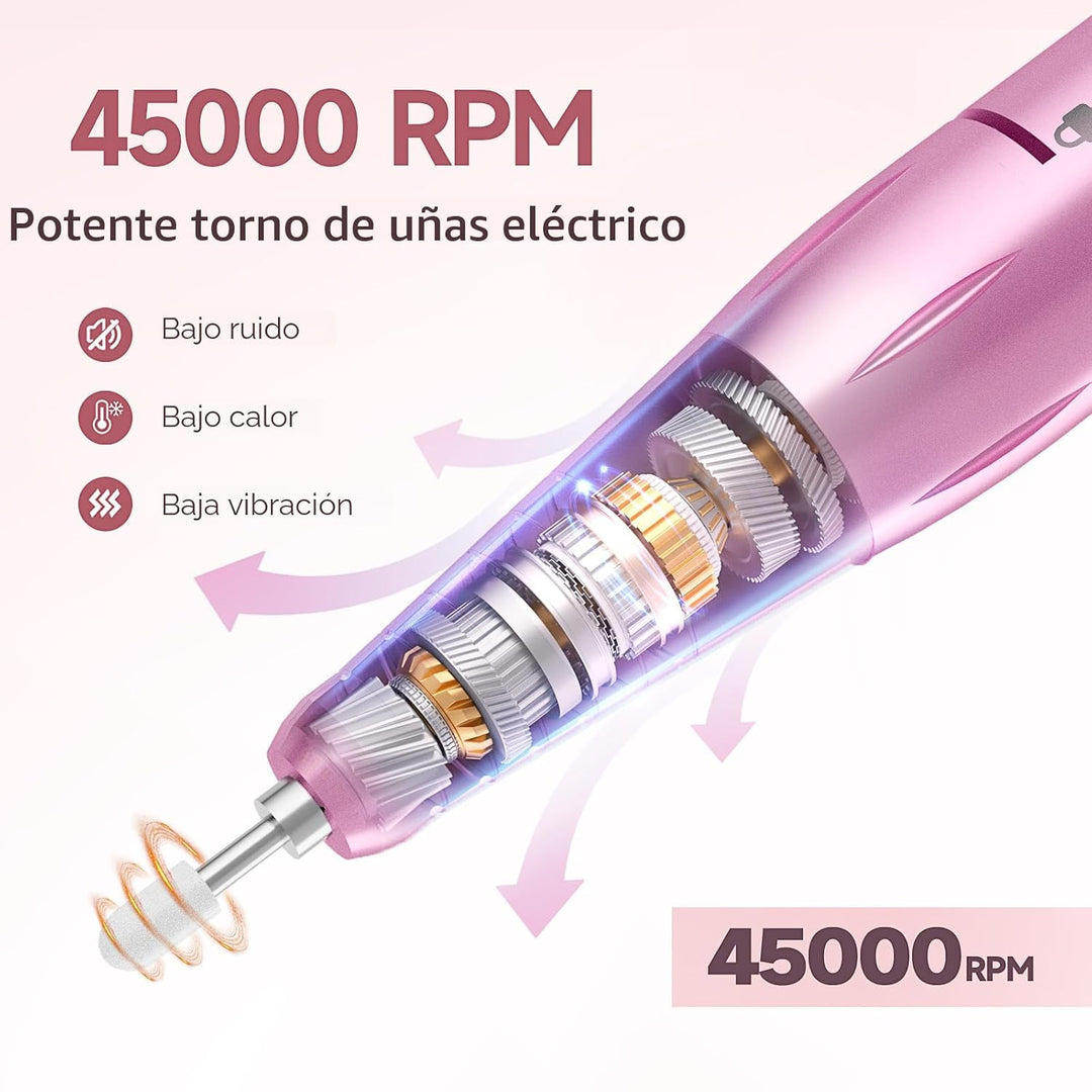 Lima eléctrica profesional de 45000 RPM, lima de uñas eléctrica rec...