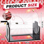 Tambor de rifa de acrílico extragrande, 16 x 12 x 14 pulgadas, jaula giratoria transparente con mano agitadora, caja giratoria de boletos transparente para bolas de juegos de sorteo de premios, capacidad para 4000 boletos (hexágono, negro)