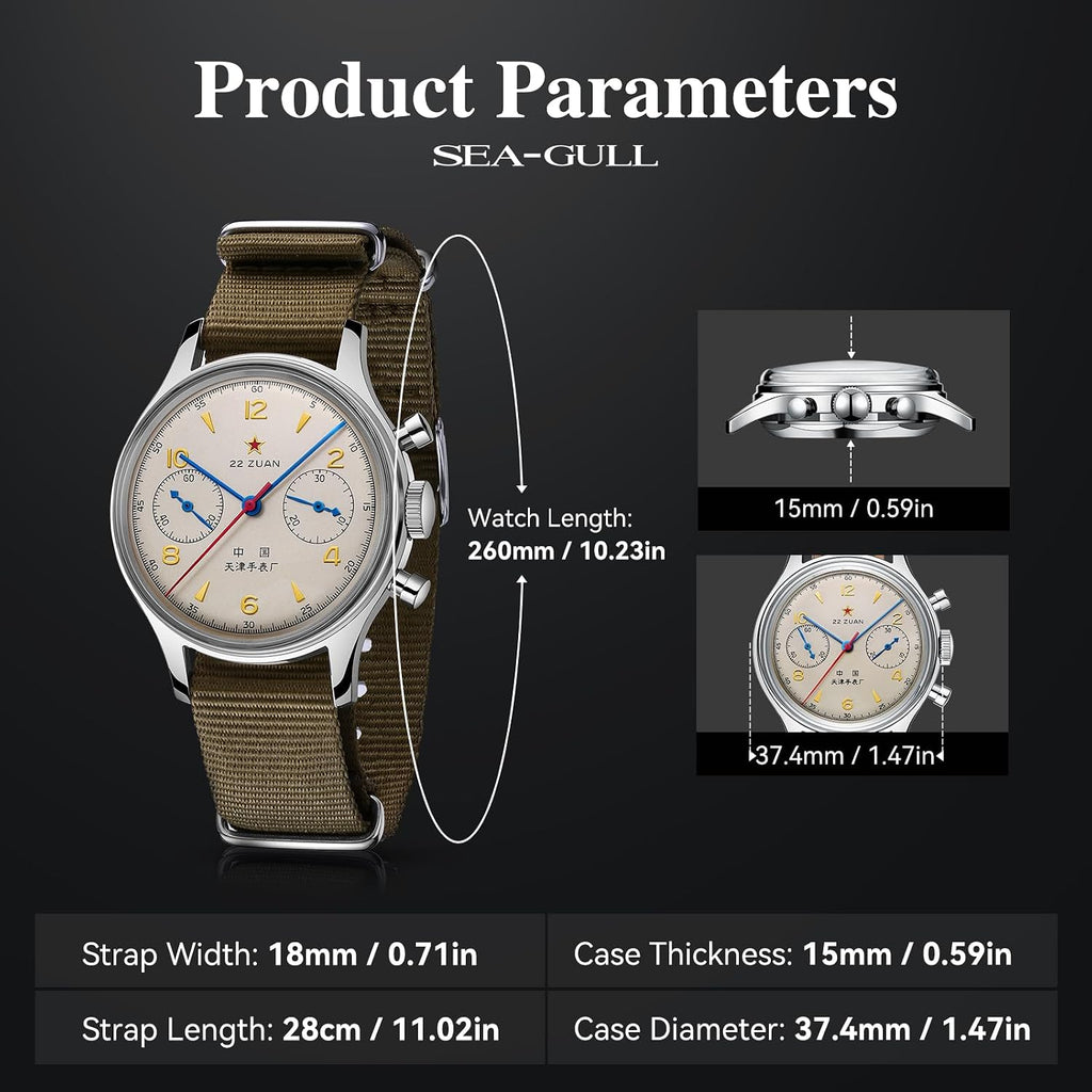 Reloj de pulsera mecánico para hombre SEA-GULL, reloj de piloto cronógrafo de aviación Seagull 1963, cuerda manual, edición internacional GD 1963, ST1901