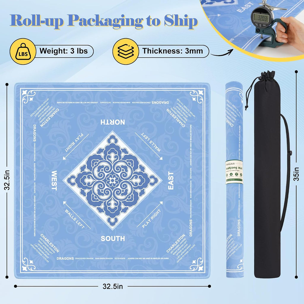 Se envía tapete de Mahjong enrollado con regla sin arrugas