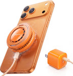 TORRAS PolarCircle Cargador inalámbrico Qi2.2 de 25W, almohadilla magnética refrigerada para iPhone 17/16, cargador inalámbrico para Samsung Galaxy S26/S25 con soporte giratorio 360°, enfriador de juego semiconductor, con adaptador IceNano de 45W