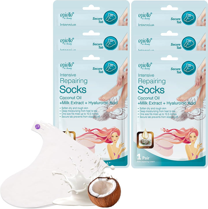 Epielle Mascarilla reparadora intensiva para pies, 6 pares, suaviza...