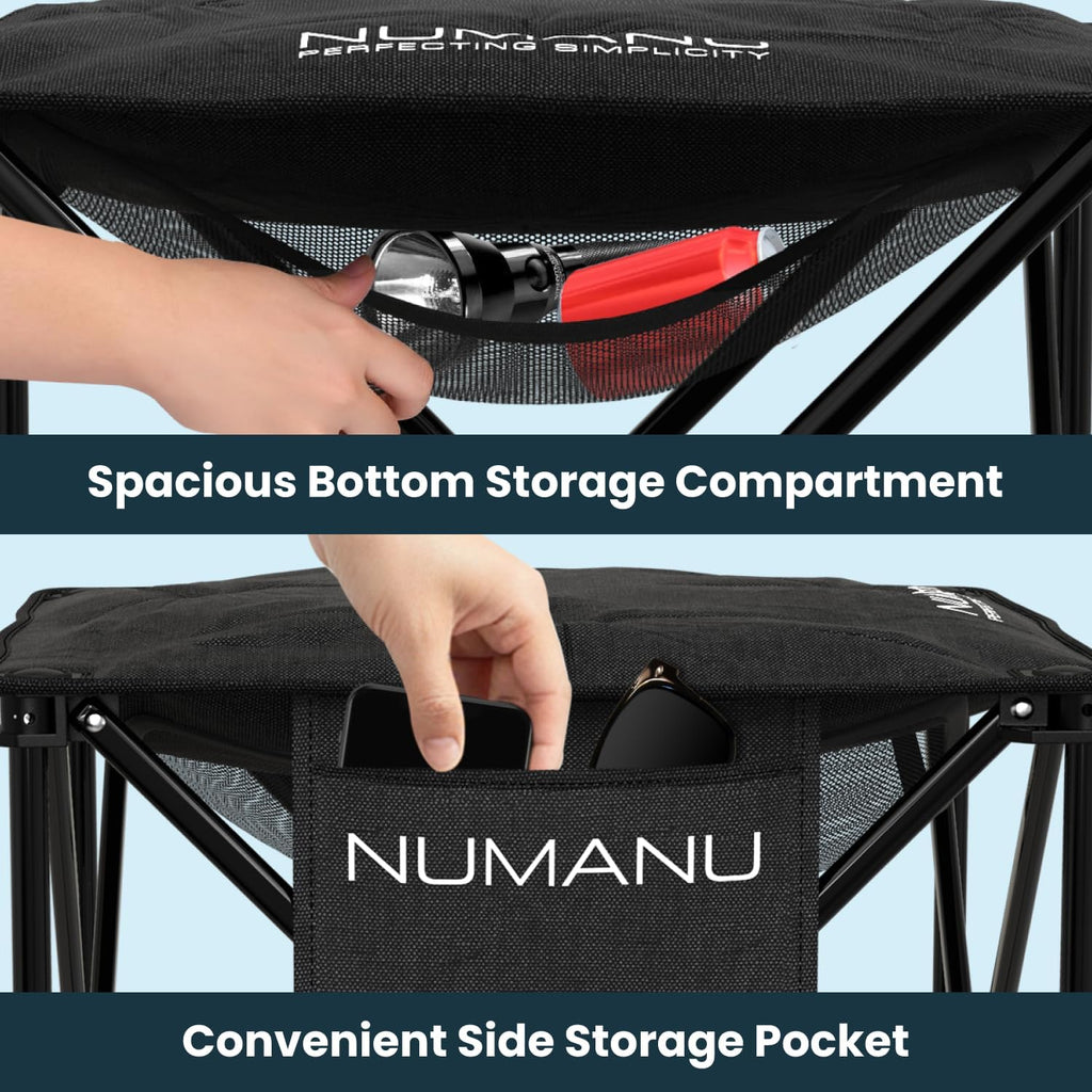 Taburete de campamento plegable acolchado para adultos, reposapiés y