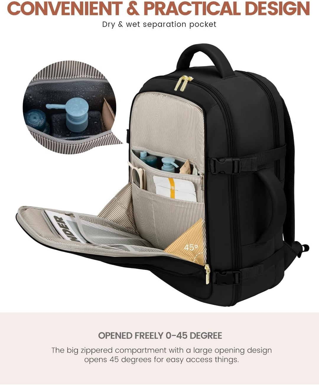 LOVEVOOK Mochila de viaje para mujer y hombre