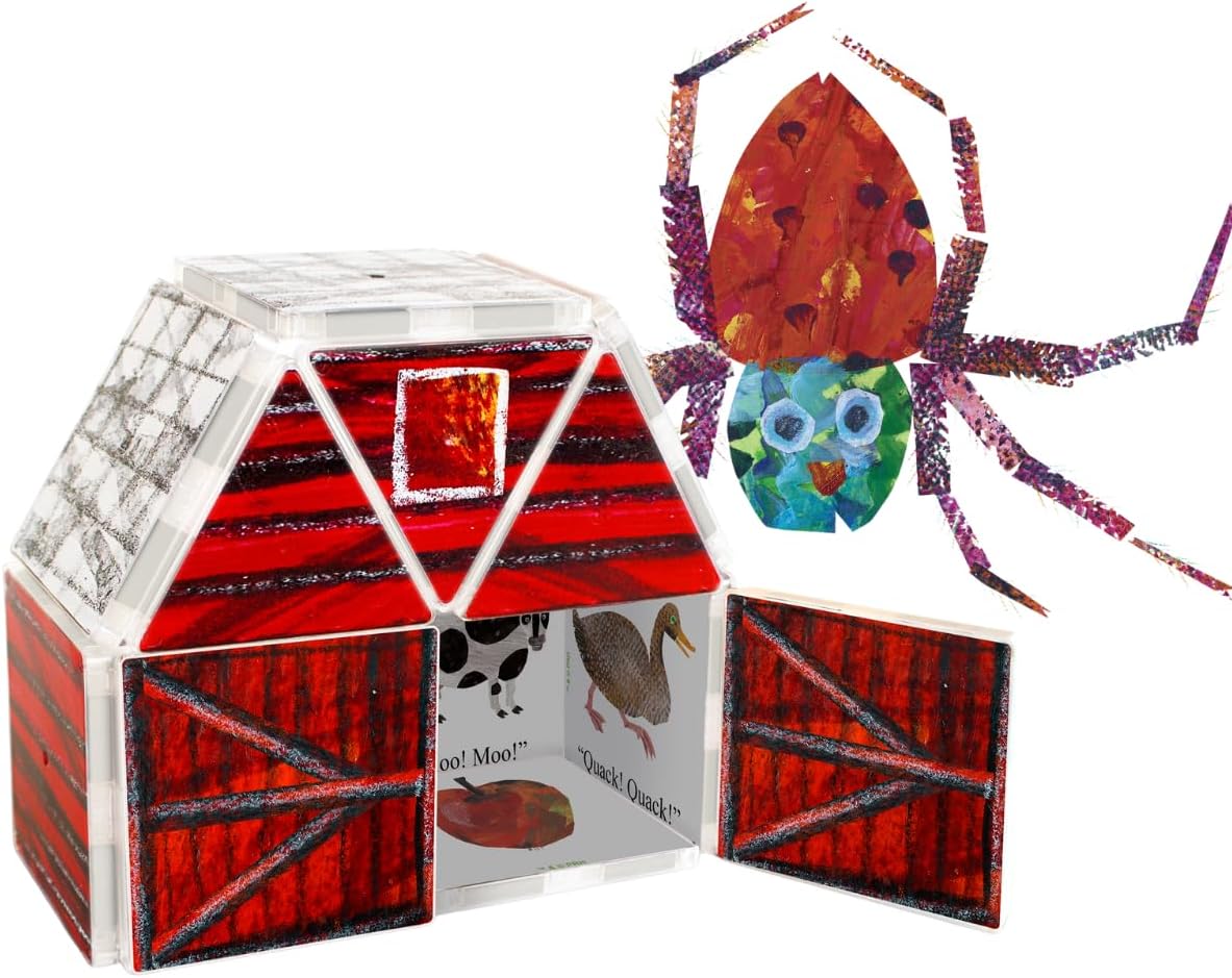 CreateOn Eric Carle La oruga muy hambrienta y araña muy ocupada juego de juego de construcción magnético, juguetes de construcción magnéticos, educativos, herramientas STEM y Montessori, azulejos