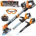 Juego de herramientas 3 en 1 para niños con Weed Wacker para niños, soplador de hojas para niños, juguete de cortacésped