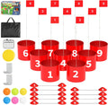 Juego de golf, juego de patio de 9 agujeros para adultos al aire libre/interior, juego de golf de batalla de plástico duradero con bolas, banderas y frisbee - para césped, playa, campamento