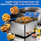 TOPKITCH Freidora Eléctrica Profunda de 6L con Envase de Aceite Extraíble y Asa, Cesta de Malla de Alambre Sólido y Tapa, Freidoras Comerciales Ligeras para Encimera - 120V 1800W