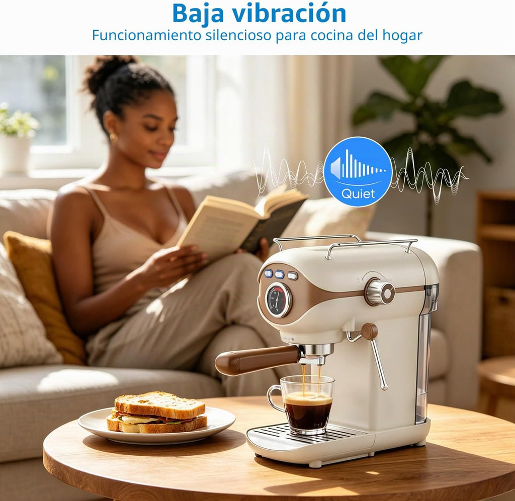 XIXUBX Máquina de café expreso, compacta con espumador de leche, color