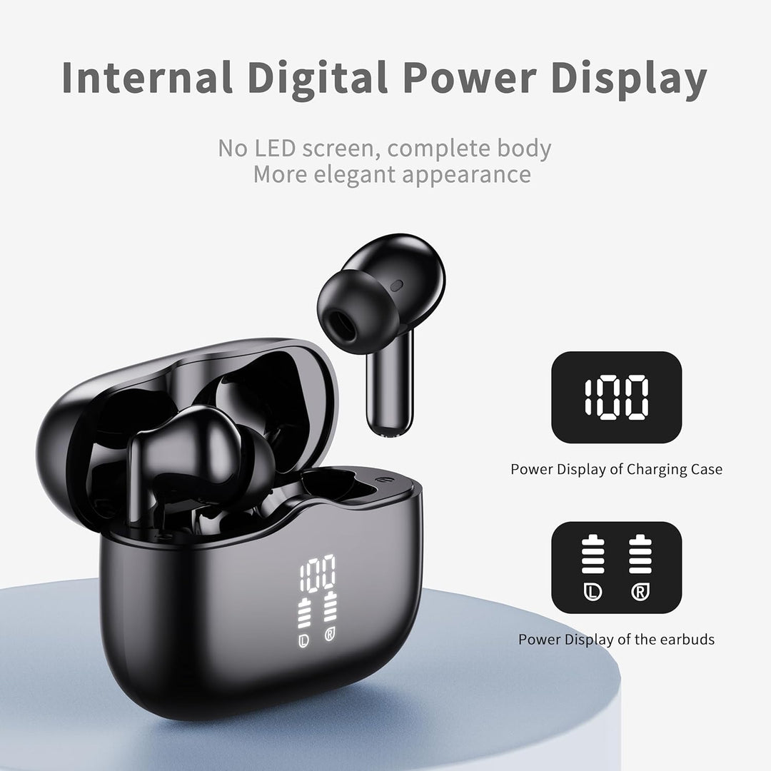 Auriculares inalámbricos, Bluetooth 5.4 con 4 micrófonos ENC con ca...