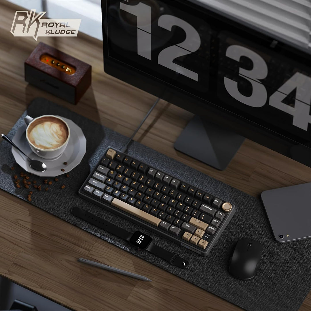RK ROYAL KLUDGE R75 Teclado mecánico con cable con perilla de volum...