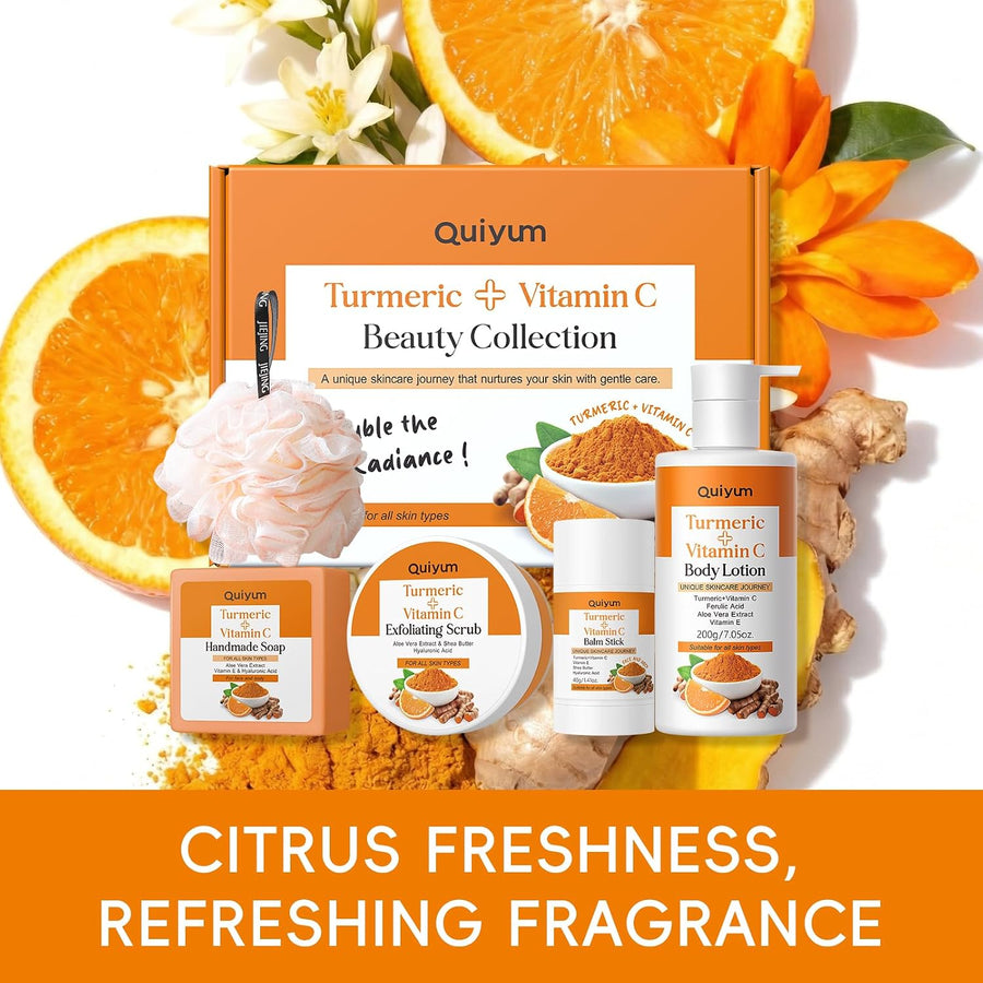 QUIYUM Juego de cuidado corporal con vitamina C de cúrcuma, 4 en 1...