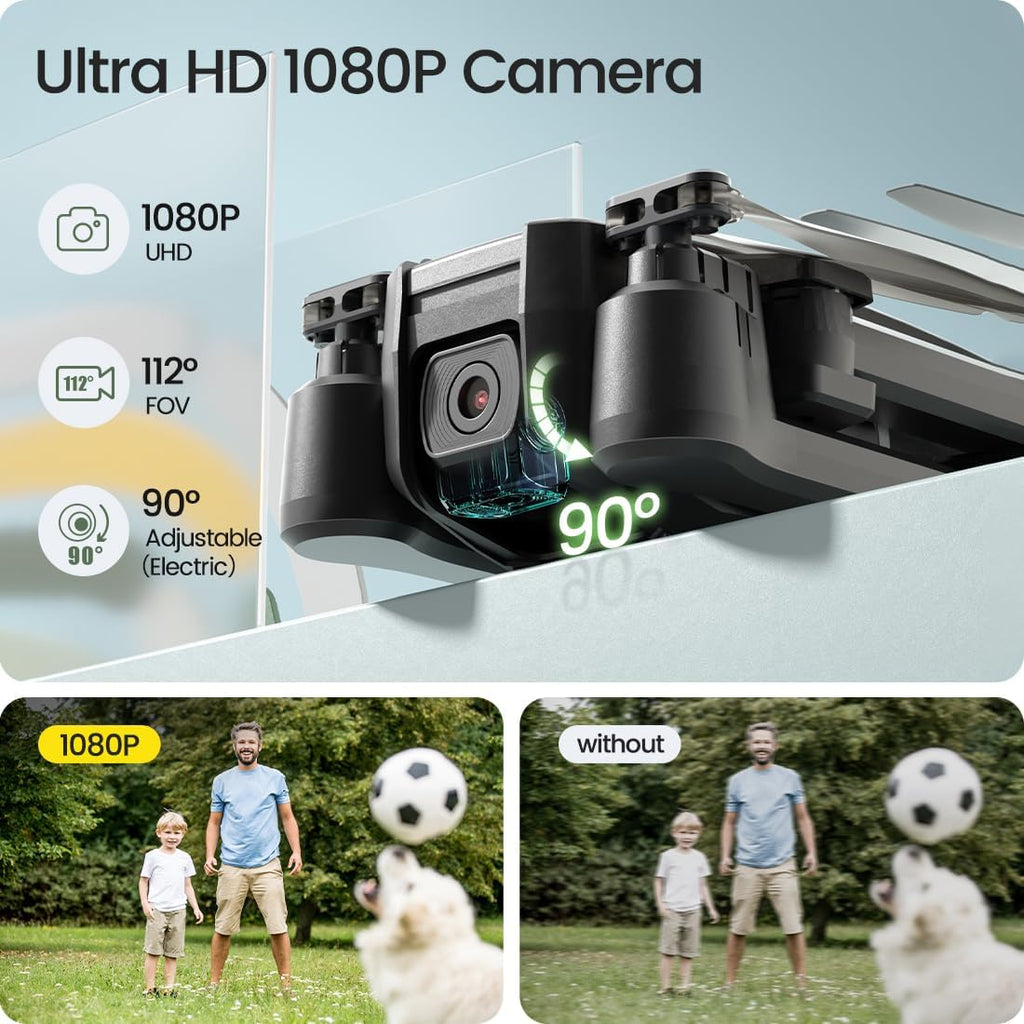 Holy Stone HS440 Drone FPV plegable con cámara WiFi 1080P para adultos principiantes y niños; control de gestos de voz RC Quadcopter con batería modular para largo tiempo de vuelo, vuelo automático, estuche de transporte