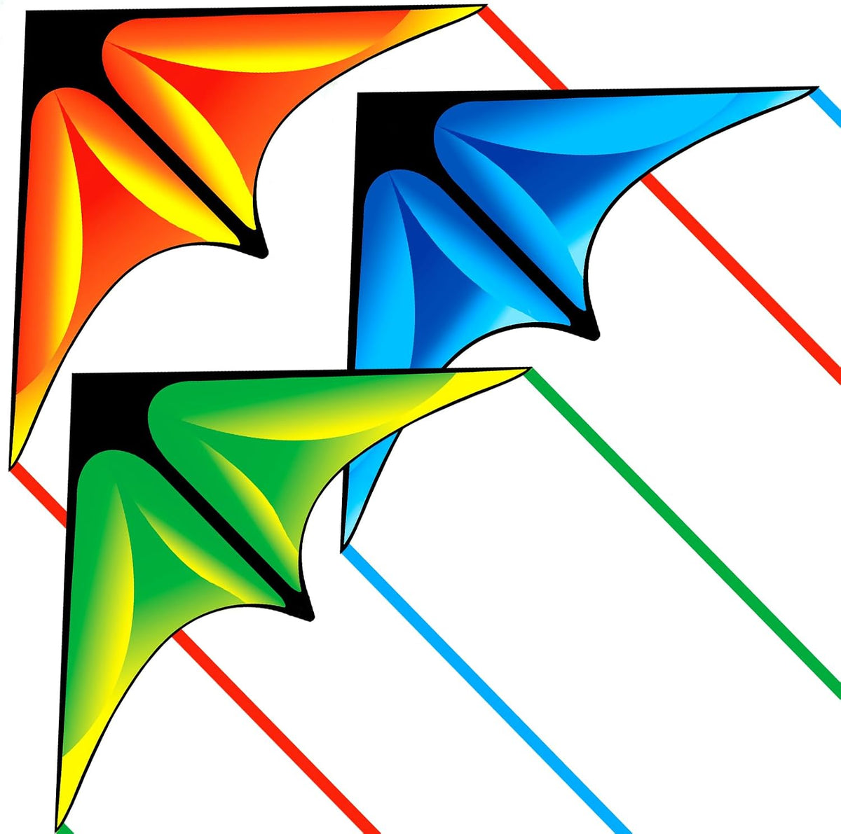 Delta Kite Set para niños y adultos, paquete de 3 cometas para adultos