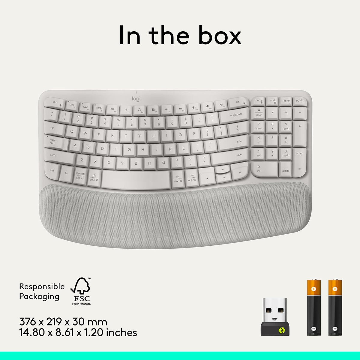 Logitech Wave Keys - Teclado ergonómico inalámbrico con reposamanos...