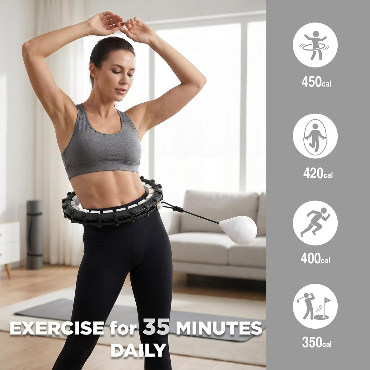 Weighted Infinity Fitness Detachable Hoop Silent 47 Inch, 24 Knots