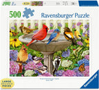 Ravensburger - at The Birdbath - Rompecabezas de 500 piezas de gran formato - Disfruta de la paz y la tranquilidad mientras los pájaros revolotean y revolotean - Enmarcable - Calidad premium