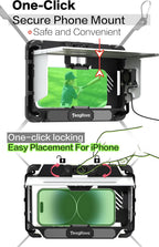 Gamechanger - Soporte para valla de teléfono con parasol y ventilador de enfriamiento, kit de montaje para béisbol, softbol, tenis, kit de transmisión para iPhone, visión clara y sin barras