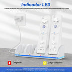 Estación de carga de control remoto para Wii/Wii U con paquete de 4 baterías recargables de 2800 mAh, estación de carga para controlador Wii, controles remotos no incluidos