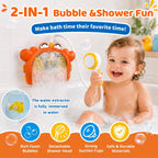 Juguetes de baño de cangrejo, máquina de baño de burbujas 4 en 1 con cabezal de ducha, luz para niños pequeños y máquina de burbujas de baño, juguete de bañera para bebés de 1 a 3, 4 a 8 años