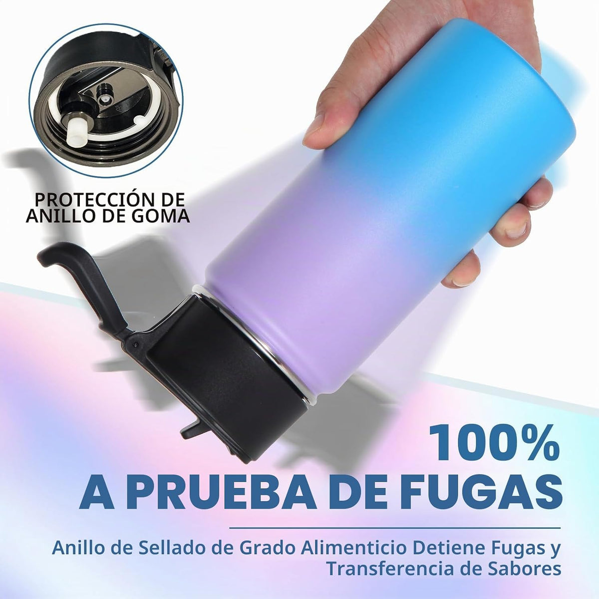 Paquete de 4 botellas de agua para niños de 16 OZ a granel, botellas deportivas aisladas con tapa de pajita, botella de acero inoxidable con asa para mantener el frío, vasos de doble pared