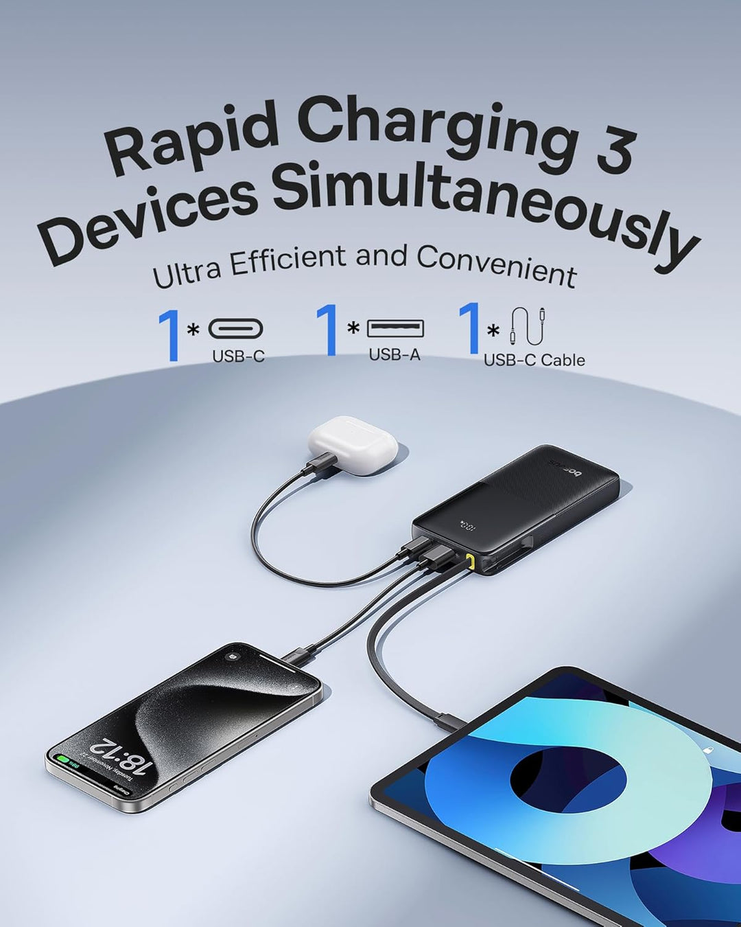 Baseus Portable Charger, 10000mAh Fast Charging Power Bank, 22.5W P...