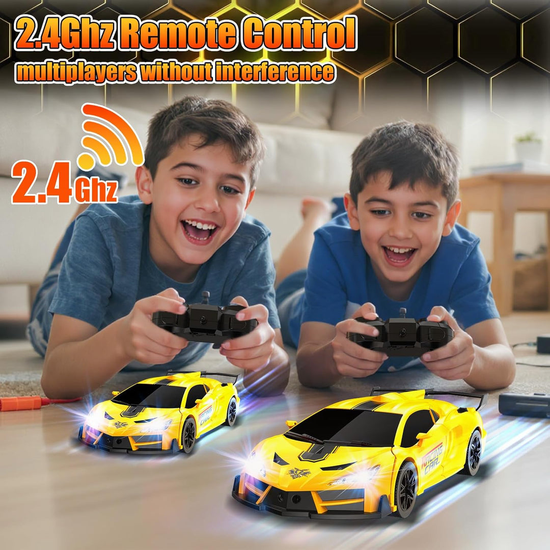 JMOROCR Coche de juguete con control remoto que se transforma para...