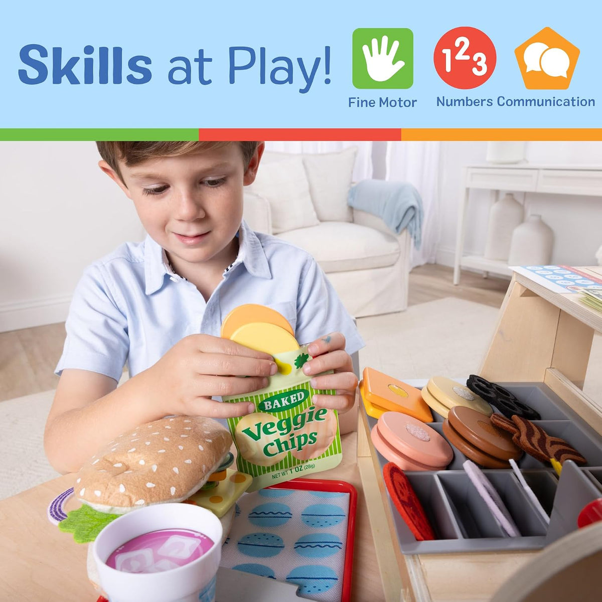 Melissa & Doug Slice & Stack - Juego de madera para contador de sándwiches