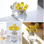 Crystal Yellow Rose Flower Figurine, Figura de flor de cristal