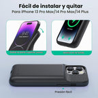 Pxwaxpy Funda de batería para iPhone 13 Pro Max/14 Pro Max/14 Plus, funda delgada de cargador de 8600 mAh mejorada con protección anticaídas de 360°, funda de carga recargable para iPhone 13 Pro Max