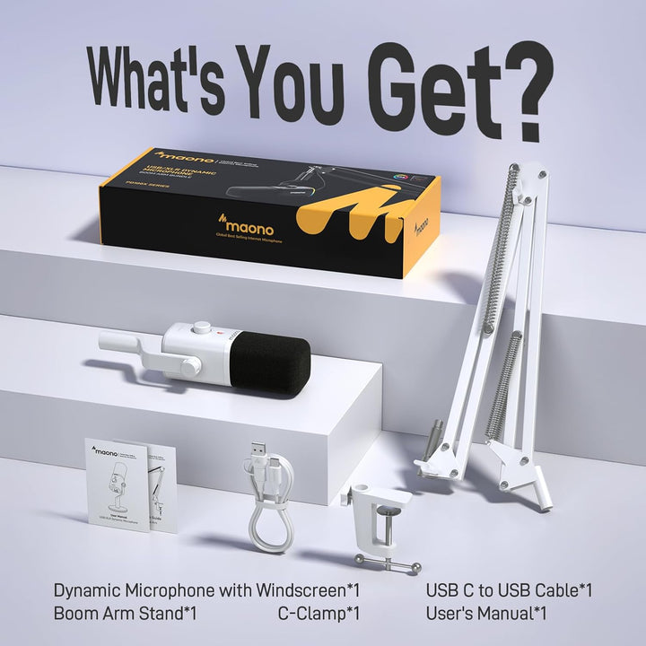 MAONO Kit de micrófono XLR\/USB para juegos: micrófono dinámico par...