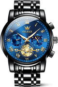 OLEVS Relojes para hombre, resistente al agua, de lujo, gran cara, reloj analógico de cuarzo de acero inoxidable, relojes de vestir analógicos para hombre, luminoso, multifuncional, reloj de hombre