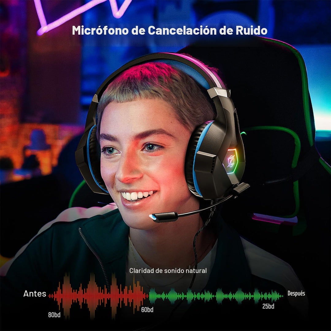 Ozeino Auriculares para juegos para PC, PS4, PS5, auriculares para...