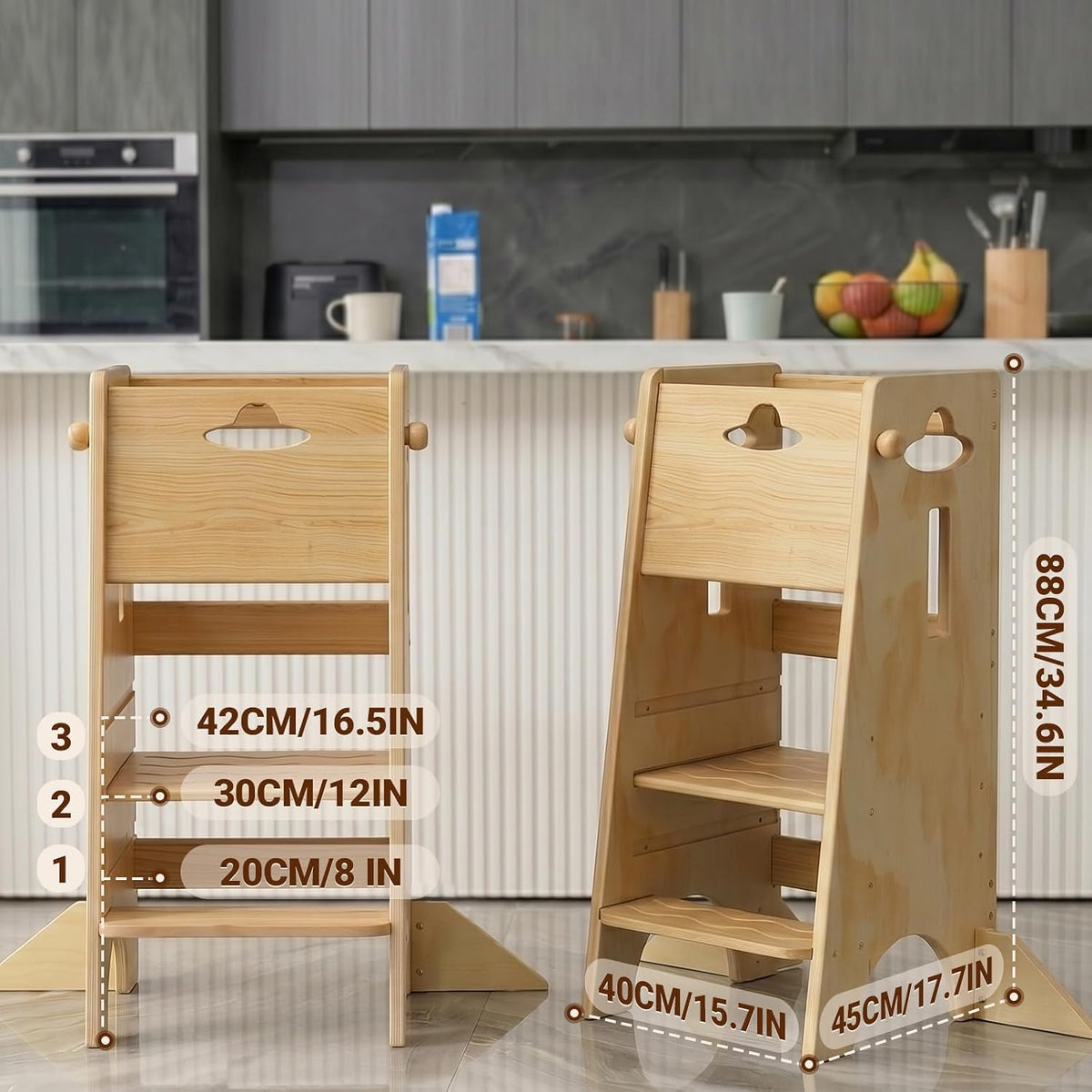 COSYLAND - Taburete de cocina ajustable para niños pequeños