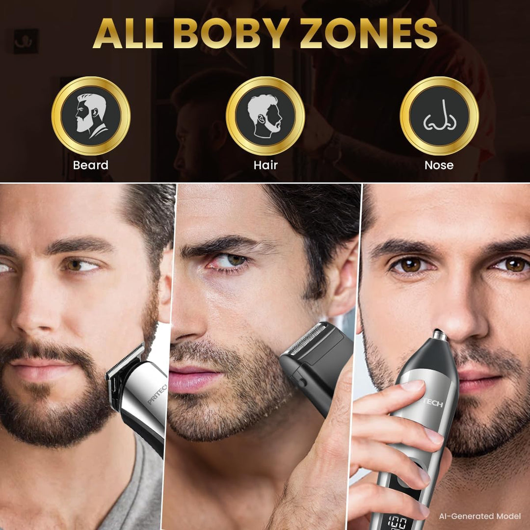 PRITECH Cortadora de Barba para Hombre, Kit de 3 en 1 de Cortadores...