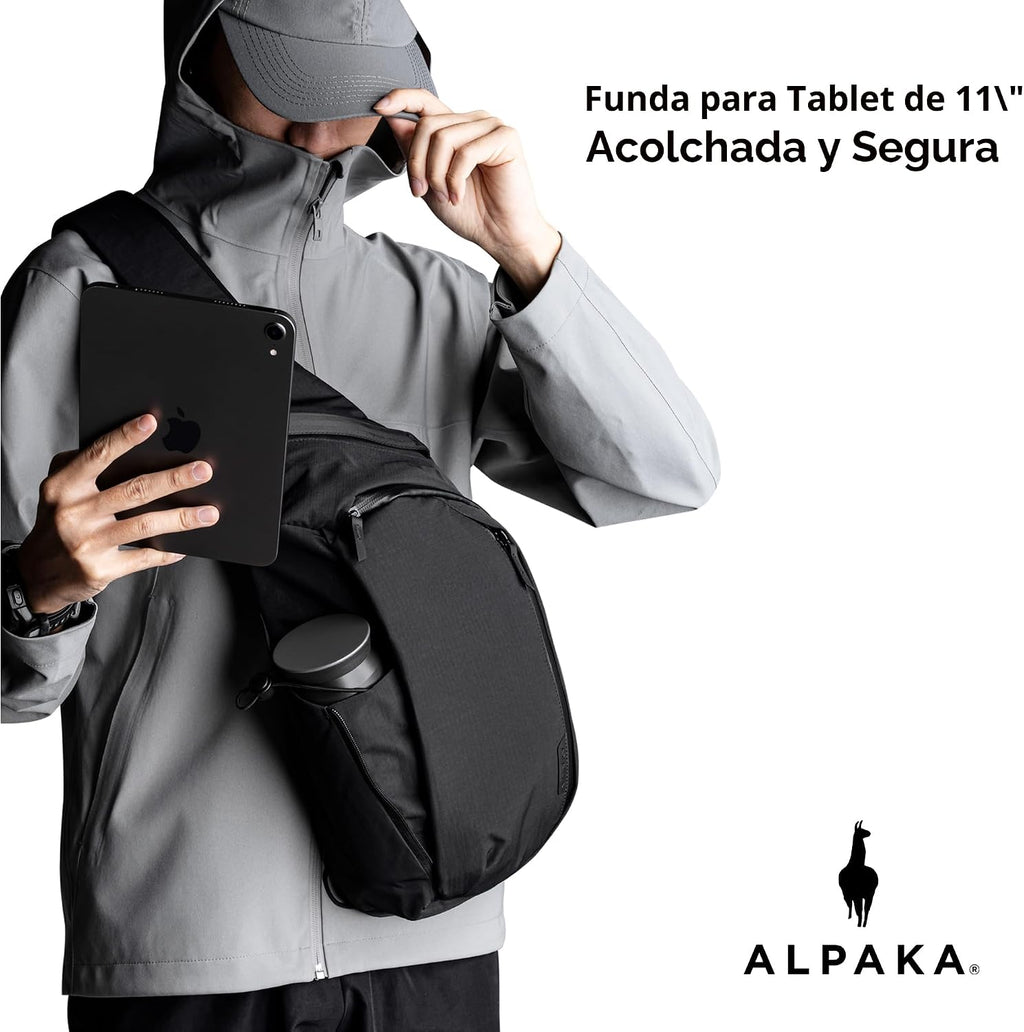 ALPAKA Metro - Bolsa cruzada y con cremallera – 7.5 L para hombre, mochila bandolera – Se adapta a tablet de 11 pulgadas con cremallera YKK – Bloqueo RFID pequeño dinero y cartera con cremallera para
