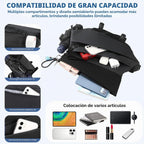 Bolso cruzado tipo bandolera para hombres y mujeres, mochila impermeable expandible con hebilla magnética para ciclismo, viajes, EDC (negro, mediano)