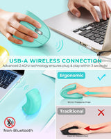 Lekvey Ratón ergonómico, ratón inalámbrico vertical recargable de 2...