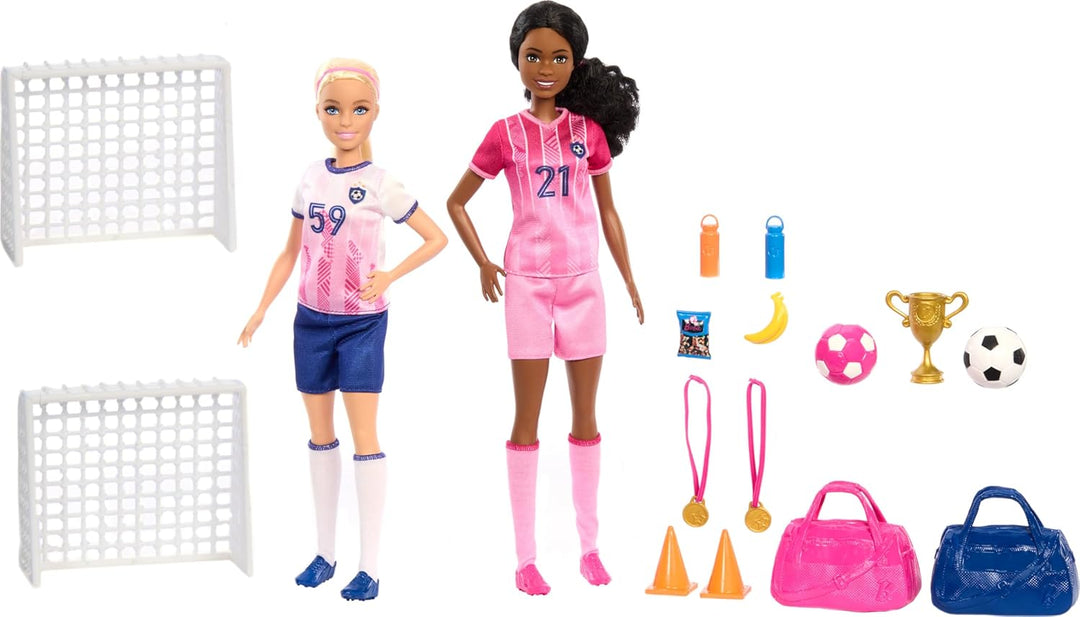 Juego de Barbie Careers, set de jugadora de fútbol con 2 muñecas de...