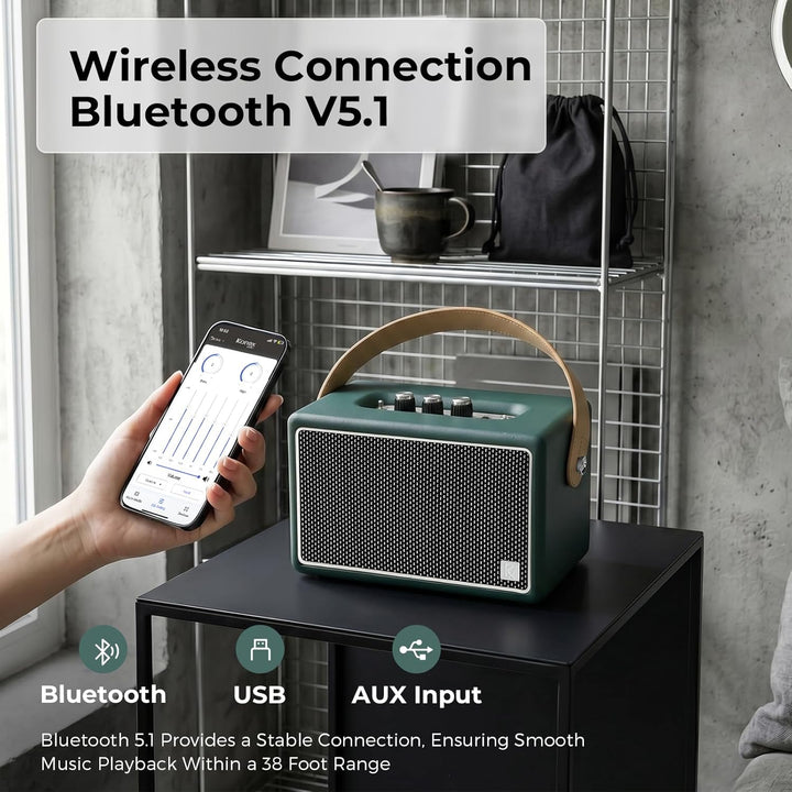 KONEX - Altavoz Bluetooth vintage, altavoz Bluetooth portátil, equi...