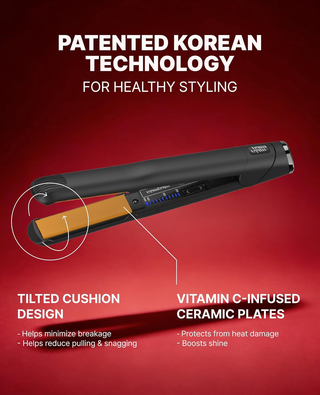 GLAMPALM Classic Vibrating 1" All-Ceramic | Plancha de pelo número...
