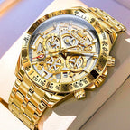 OLEVS Reloj para Hombres Esqueleto Negocio Vestir Acero Inoxidable Impermeable Luminoso Reloj de Pulsera para Hombres