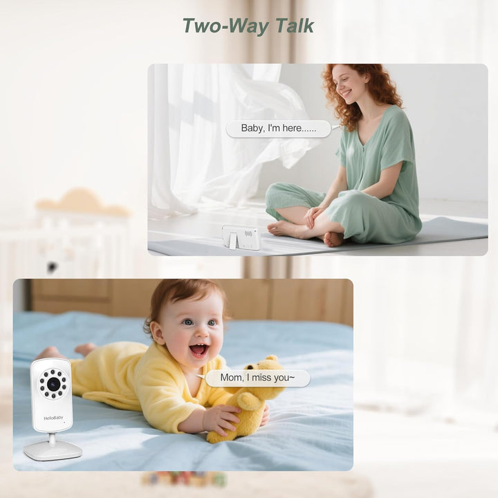HelloBaby Monitor con 3 cámaras, pantalla de viaje portátil de 2.4...