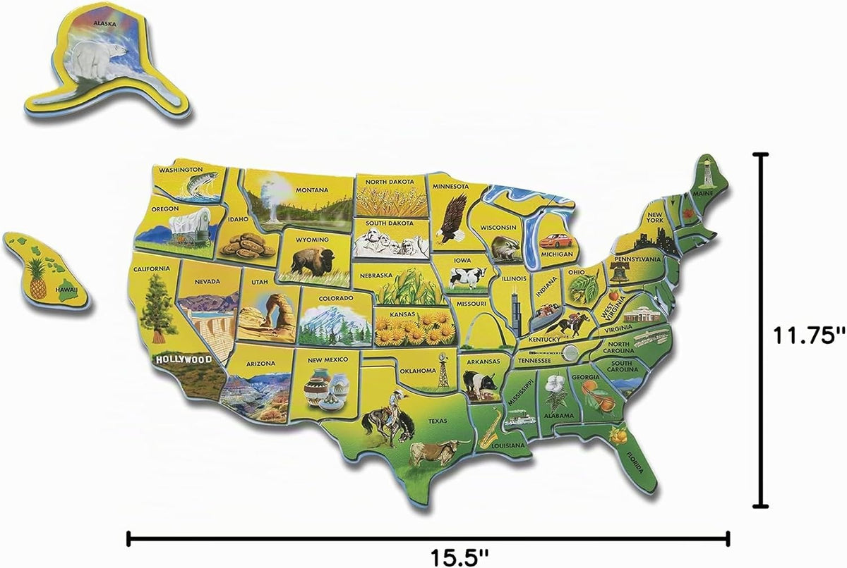 melissa & doug USA mapa rompecabezas de madera, Versión estándar, Multicolor