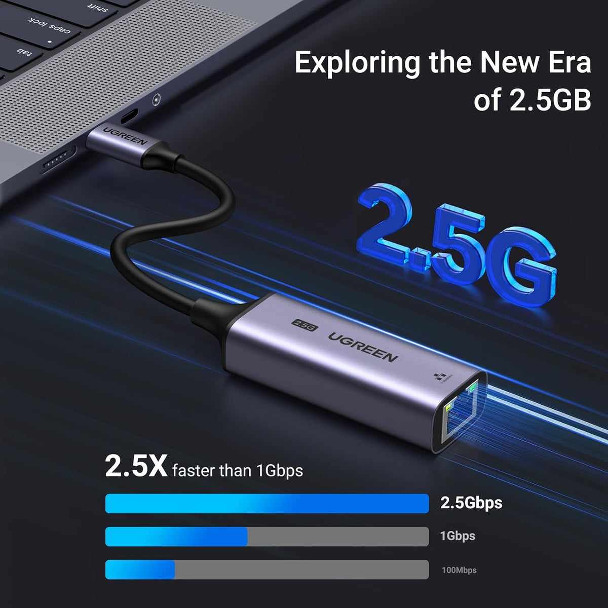 UGREEN USB C a Ethernet adaptador 2.5G, Aluminum Ethernet adaptador para Laptop